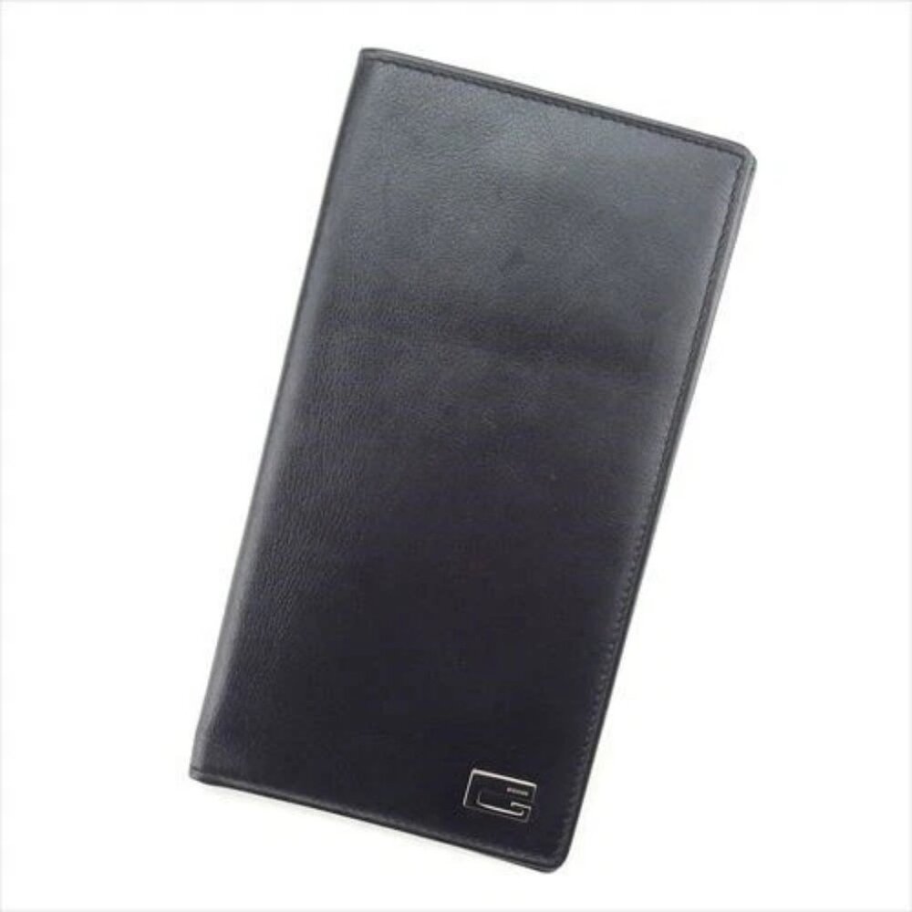 Gucci Wallet Purse G logos Black Silver leather Mens Authentic Used D1992